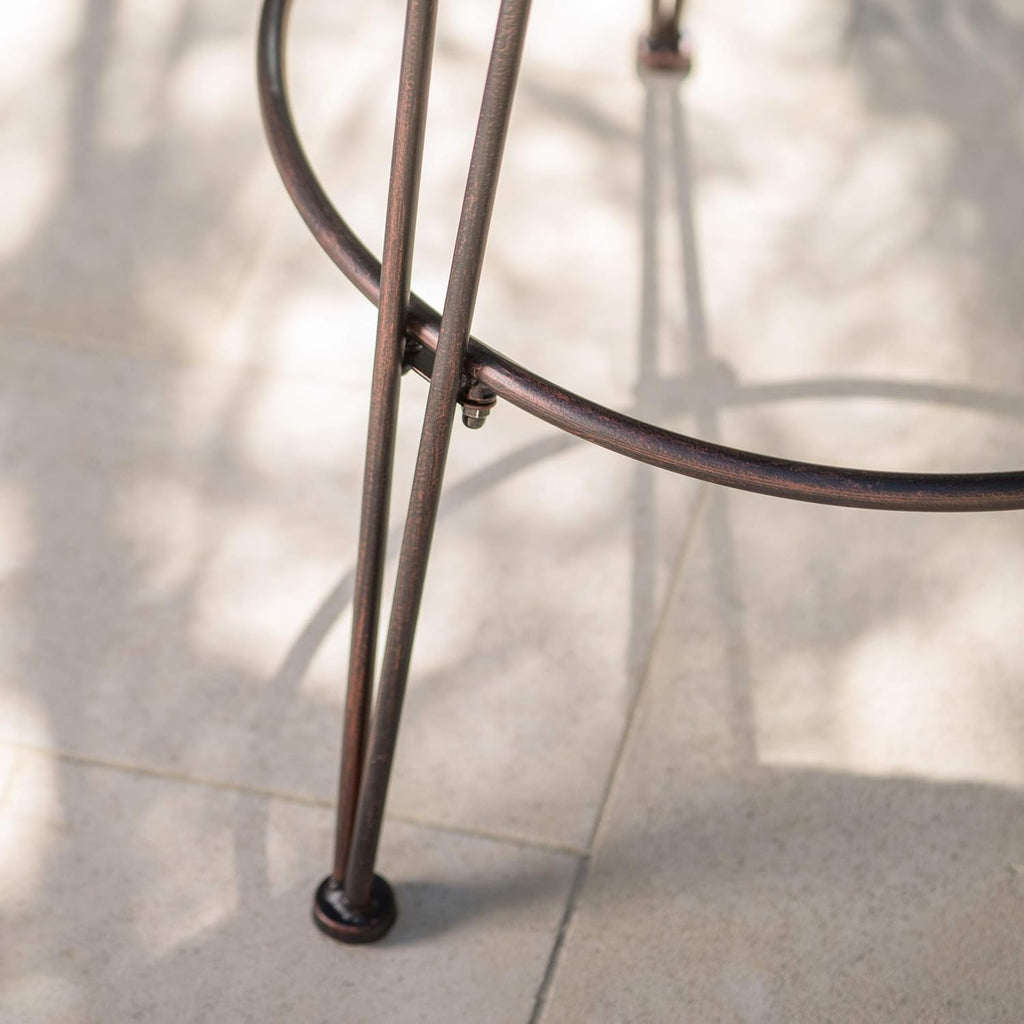 Christopher Knight Home Torrey Outdoor Wicker Barstools with Iron Frame, 2-Pcs Set, Multibrown / Black Copper