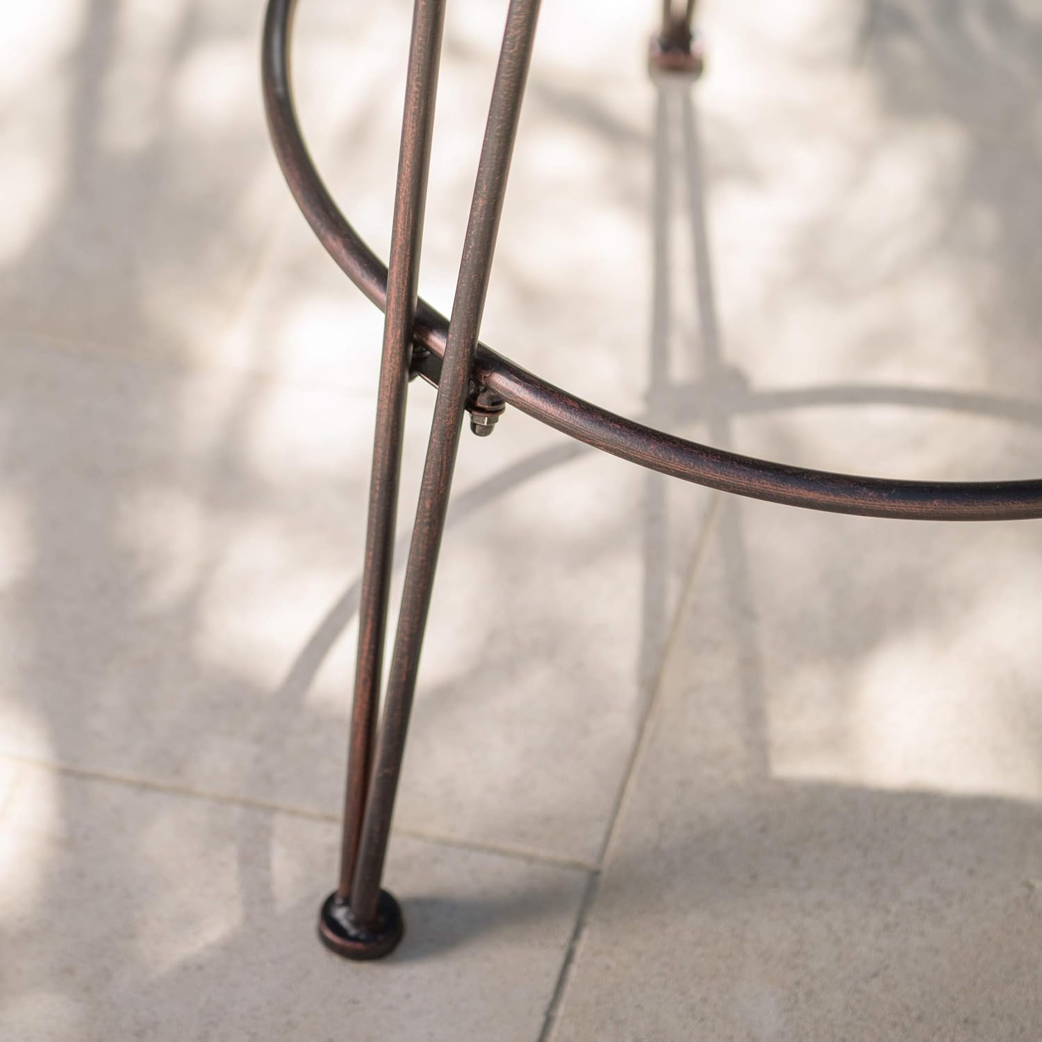 Christopher Knight Home Torrey Outdoor Wicker Barstools with Iron Frame, 2-Pcs Set, Multibrown / Black Copper