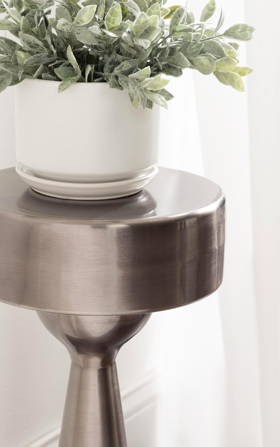 Kate and Laurel Solbrett Modern Sophisticated Metal Drink Table, 10 x 10 x 22, Gunmetal, Contemporary Mini Pedestal Table with Unique Sculptural Design for Use as Indoor Plant Stand