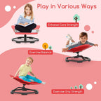 Costzon Sensory Chair, 360° Sit & Swivel Autistic Children Sensory Toy w/Non-Slip Metal Base for Training Body Coordination and Indoor Outdoor Use, Spinning Chair for Autistic Kids (Red,Elephant)