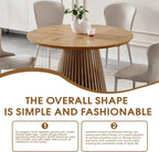 ODC 47" Modern Round Dining Table for 4, Natural Wood Grain Kitchen Table with Slatted Pedestal Base, Mid-Century Round Table for Dining Room, Small Dining Table for Kitchen & Home Office, Table Only
