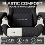 Breathable Fabric Gaming Chair with Footrest, Ergonomic High Back Computer Chair with Gold Diamond Stitching, Height Adjustable Swivel Office Chair with Lumbar Support for Adults,Black