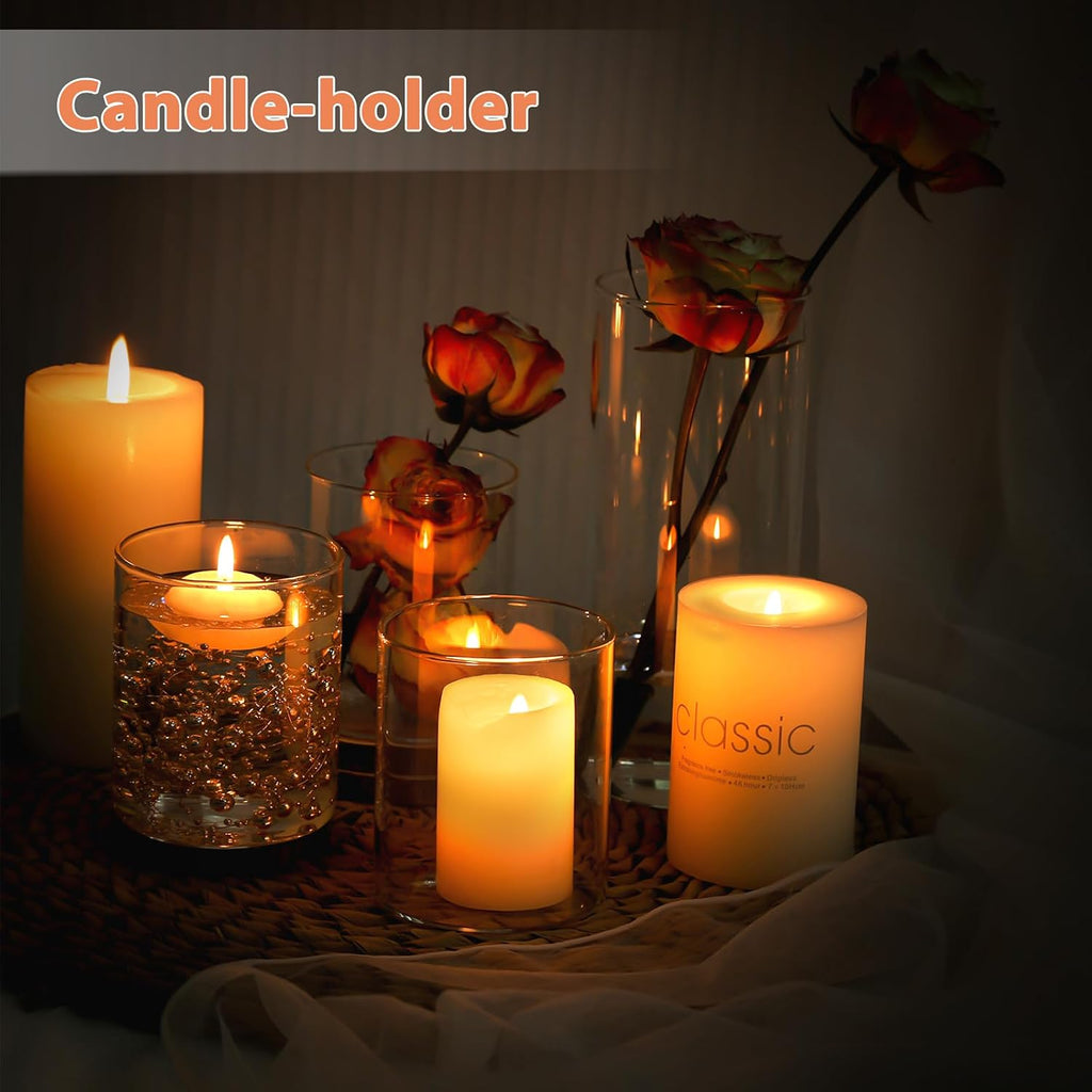 UPBUD 4 Inch Small Glass Cylinder Vases for Centerpieces | 12pcs Clear Flower Vase for Wedding Decorations, Floating Candle Vases in Bulk, Hurricane Candle Holders for Table, Home Décor