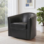 Swivel Barrel Accent Chair, Fully Assembled, Grey Black, Set of 1 | Comfy Reading Armchair, Upholstered Modern Round Single Sofa Seating Corner Chairs for Living Room Bedroom