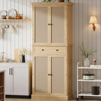 Kitchen Pantry Cabinet with 4 Doors and Adjustable Shelves, 72" Tall Farmhouse Storage Pantries with 1 Drawer for Living Room, Dining Room
