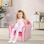 Costzon Kids Pink Couch, Children's Sofa Upholstered Armchair with Velvet Surface & High-Density Sponge, Lightweight Preschool Toddler Chair for Boys Girls, Bedroom Playroom Gift Presents