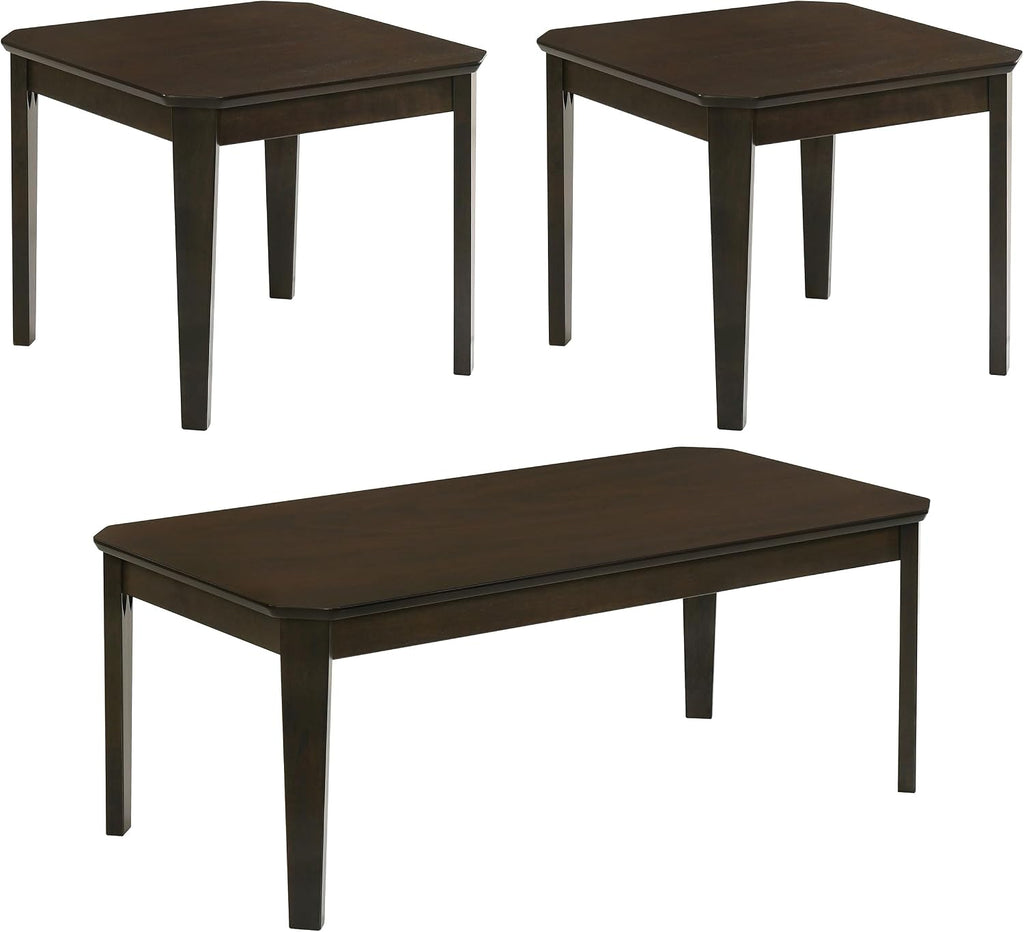 Dark Brown 3-Piece Coffee and End Table Set