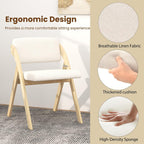 POWERSTONE Folding Chairs Set of 2 with Cushion, Modern Foldable Kitchen Dining Chairs with Rubber Wood Legs for Guests Home Office Wedding Party, No Assembly Natural