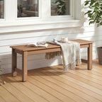 ONBRILL Outdoor Benches Weatherproof, 2-Person Poly Lumber Garden Bench, All-Weather Patio Bench Will not Rot and Fade for Garden, Porch, Backyard and Park, Easy Installation, Brown