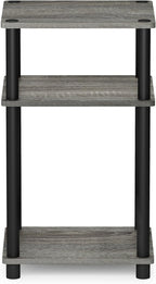 Furinno JUST Side Table, 3-Tier End Table, Open Shelves Night Stand, Bedside Table, Toolless Assembly, for Living Room, Bedroom, Bathroom, French Oak