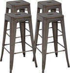 Metal Bar Stool Set of 4 Counter Height Barstool 30 Inches Industrial Bar Chairs Patio Stool Stackable Backless Kitchen Stool Indoor Outdoor Metal Bar Stool Kitchen Stools Restaurant Bar Chairs，Bronze