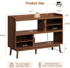 ONBRILL 51.2" Sideboard Buffet Cabinet with Outlet & 2Open Storage Spaces, Fluted Sideboard Cabinet with Sliding Door & Adjustable Shelves, Mid-Century Accent Coffee Bar Console Table with Wooden Feet