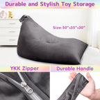 Jorbest Stuffed Animals Storage Bean Bag Chair for Kids and Adults, Stuffed Animals Bean Bag Storage, Luxury Velvet Stuffie Seat - COVER ONLY(Dark Grey 200 L/52 Gal)