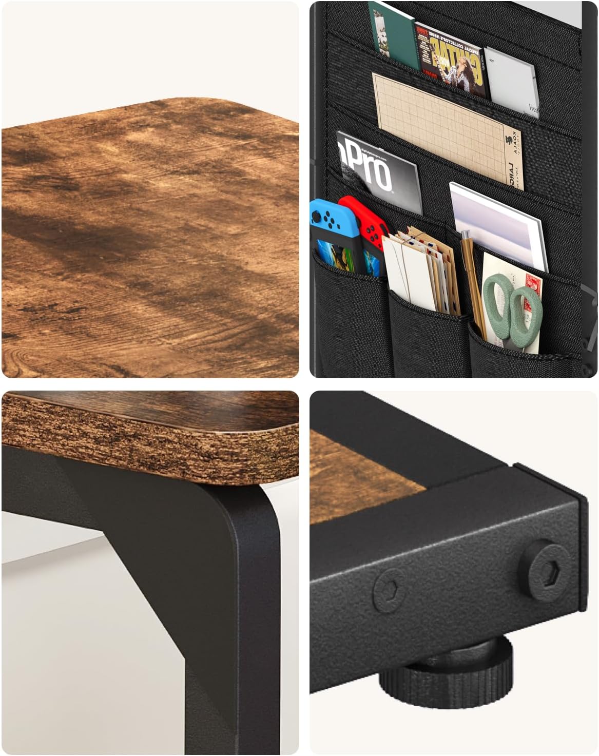 Wood Pedestal TV Trays for Eating on Couch Tables that Slide Under, Dinner Food Drink C Shaped End Sofa Side Table Stand, Small TV Tray Tables for Couches Over Recliner Chair Arm, Living Room ET-P-BR1