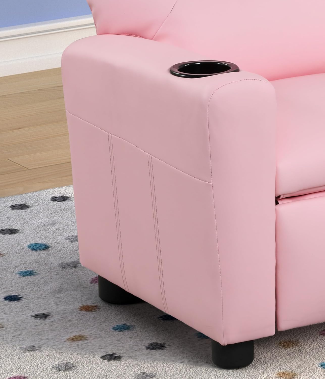 23" Pink PU Leather Recliner Chair with Cupholder
