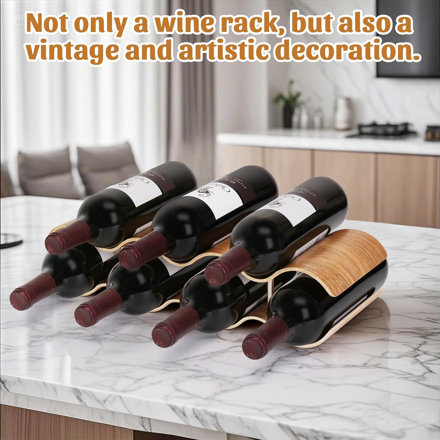 Table Wine Rack Countertop Freestanding Wine Racks & Cabinet 2 Tier 7 Bottles Wave Willow Wood Champagne Rack