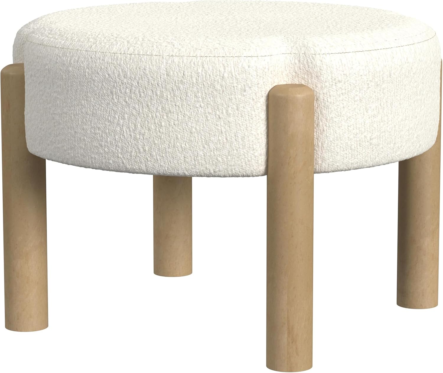 HomePop Luna Modern Round Ottoman|Homepop Home Décor|Ottoman for Living Room & Bedroom - Cream Boucle