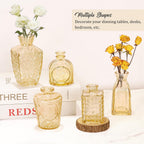 36Pcs Bud Vases Set Small Vintage Glass Bottles Bud Vases in Bulk Multiple Shape Cute Glass Vases for Rustic Wedding Centerpieces Table Decorations and Home Decor (Champagne)