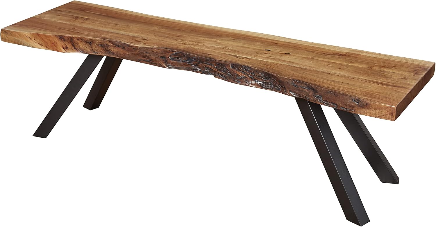 Modus Furniture Solid Wood Dining Bench, Reese - Natural Acacia, 60 x 18 x 15-Inch