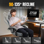 GTPLAYER Gaming Chair with Foot Rest & Pocket Spring Cushion, Breathable Fabric for Home Office Desk, Ergonomic High Back Computer Chair with Headrest & Lumbar Support, Gray