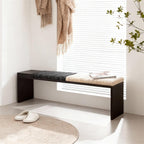 Modern Fabric Bench for Office Area Casual Dressing Room Bedroom Wooden Bed end Entryway(Large)