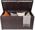 Large Lockable Waterproof Outdoor Storage Bench, Patio Storage Box Container for Furniture Cushions, Garden Pool Yard Tools Organization