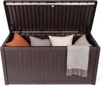Large Lockable Waterproof Outdoor Storage Bench, Patio Storage Box Container for Furniture Cushions, Garden Pool Yard Tools Organization