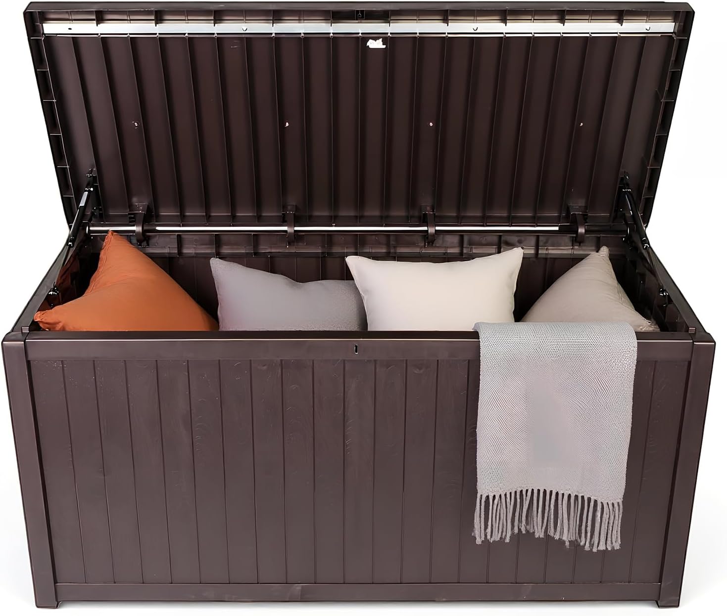 Large Lockable Waterproof Outdoor Storage Bench, Patio Storage Box Container for Furniture Cushions, Garden Pool Yard Tools Organization