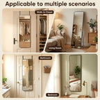 Antok 48"x14" Over the Door Mirror, Full Length Mirror Door Hanging with Aluminum Metal Frame, Rectangle Wall Mounted Body Mirrors for Bedroom, No-Drill Space Saving Dressing Mirrors, Black