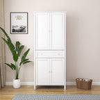 70.87" Tall Kitchen Pantry Storage Cabinet with 4 Doors and Drawer, White Wood Cupboard Locker with and Adjustable Shelves for Kitchen, Dining Room, Living Room, 29.53 inch