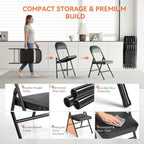 Upgrade 18% Thicker 6 Pack Folding Chair with Cushion Heavy Duty Folding Chair for Outside and Indoor Leather Padded Folding Chairs Durable Steel Frame for Home and Office Party