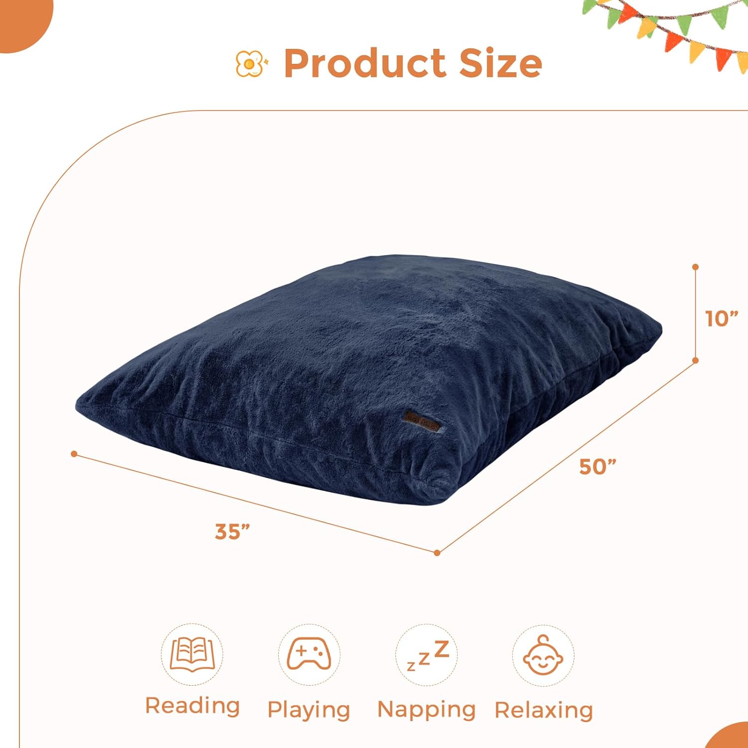 MAXYOYO 3 in 1 Kids Bean Bag Chair, Child Floor Sofa for Gaming, Reading, Faux Fur Floor Couch with High-Density Foam Filling for Living Room Bedroom