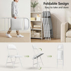 Folding Table and Chairs, 5ft Folding Table with Adjustable Height& PU Leather Padded Folding Chairs 4, Portable Table and Chairs Set for Indoor&Outdoor Party, Camping Use(White Table& White Chair)