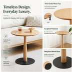 Small Wooden Round Side Table, Accent Nightstand Pedestal Table for Living Room, Bedroom, Compact Coffee Table, Drink Table, End Table for Small Spaces, Corners, Office(Natural, 13.78"D x 21.26"H)