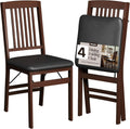 SIMPLEX Compact Folding Wood Dining Chairs – No Assembly, PU Leather Cushions, 400 lb Load Capacity, Space-Saving Design for Apartment & Kitchen Use (4 Pack)