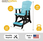 DutchCrafters Slat Fan Back Poly Balcony Adirondack Glider with Footrest Outdoor Patio Chair (Black & Blue)