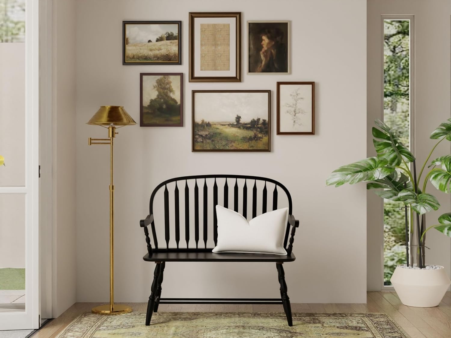 Carolina Living Windsor 44" Entryway Bench for Foyer, Entryway or Hallway, Antique Black