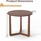Tangkula Farmhouse Side Table, 22.5” Round End Table with Solid Rubber Wood Legs, Compact Nightstand Bedside Table for Small Spaces, Accent Table for Living Room Bedroom (Walnut,1)
