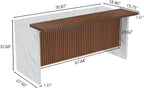 Gyfimoie 71" Large Imitation Marble Bar Table,Island Table with LED Lights | Mordern Marble Stripes Dining Table with Grille Design for Home Kitchen, Living Room, Balcony, Basement (White+Brown)