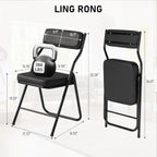 4 Pack Black Padded Folding Chairs with PU Leather Cushion and Backrest, Upholstered Foldable Dining Chair with Metal Frame for Indoor Outdoor Party Wedding Office Events, 380lbs Capacity