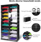 10 Tiers 40 Pairs Easy Assembly Shoe Shelves Organizer with Doors Foldable Shoes Rack Organizer for Closet Entryway Living Room