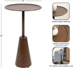 Kate and Laurel Sitara Modern Metal Circle Side Table, 14 x 14 x 24, Antique Brass, Unique Outdoor-Safe Round Metallic End Table for Use as Patio Accent Table or Pedestal Martini Table