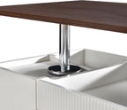 Adjustable Lift Top End Table with Wheels, Modern Multifunctional Sofa Side Table with 360 Degrees Rotating Top, Storage Space for Living Room, Small Space, Brown