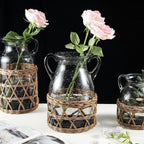 KIANG Vase - Perfect Home Decor and Thoughtful Gift for Grandparents（Dark Forest Rattan Series-Large Gray Vase