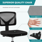 OLIXIS Armless Office Chair, Ergonomic Desk Chair with Wheels, Mesh Back, Removable Washable Foam Cushion, Height Adjustable Rolling Swivel Chairs for Small Space, Home, Office, Black