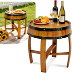 2026 New Rustic Whiskey Barrel Table - 22.2"x24" Solid Oak Round Coffee End | Handcrafted Wine Barrel & Whiskey Side Table for Living Room Bar
