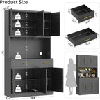 71" Tall Kitchen Pantry Cabinet with 6 Adjustable Shelves, Large Capacity Kitchen Hutch Storage Cabinet with Microwave Stand, 2 Storage Drawers for Dining Room, Kitchen