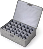1 Pcs Light Bulb Organizer Storage Box Ornament Storage with 30 Dividers Foldable Bulbs Organizer with Lid Sturdy PP Board Fits Various Standard Dustproof Fabric Case for Home Vbs (Grey)