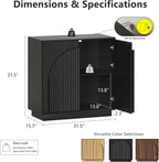 win2win Fluted Sideboard Buffet Cabinet with Storage, 31.5" Modern Accent Cabinet with Double-Layered Arch Doors, Small Wood Console Credenza for Living Room,Dining Room,Entryway,Hallway,Black,1PCS