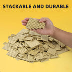 150 Pieces Small Base Plate Sets, Classic Flat Pieces for Moc Building, 12 Size DIY Building Boards - Compatible with Lego and All Major Brands, Tan